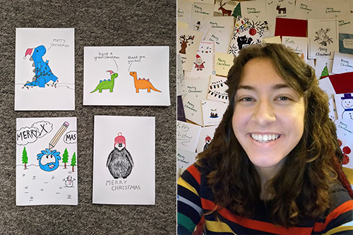 Jade with the cards sent to elderly Bristol residents - article